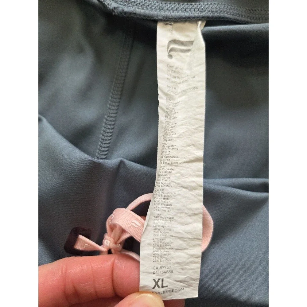 Fabletics |Size XL| Blue High Waisted Leggings Mesh Calf Panels Reflective Trim - Picture 12 of 15